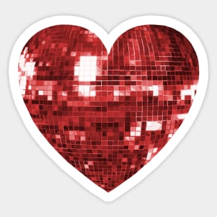 Mirrored Red Disco Ball Heart Sticker